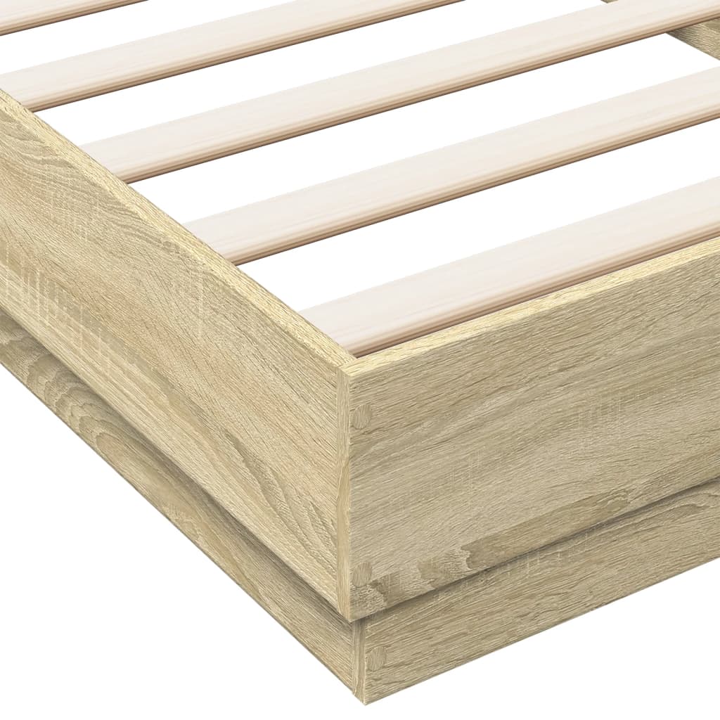 Bed frame with LED Sonoma oak 90x200 cm