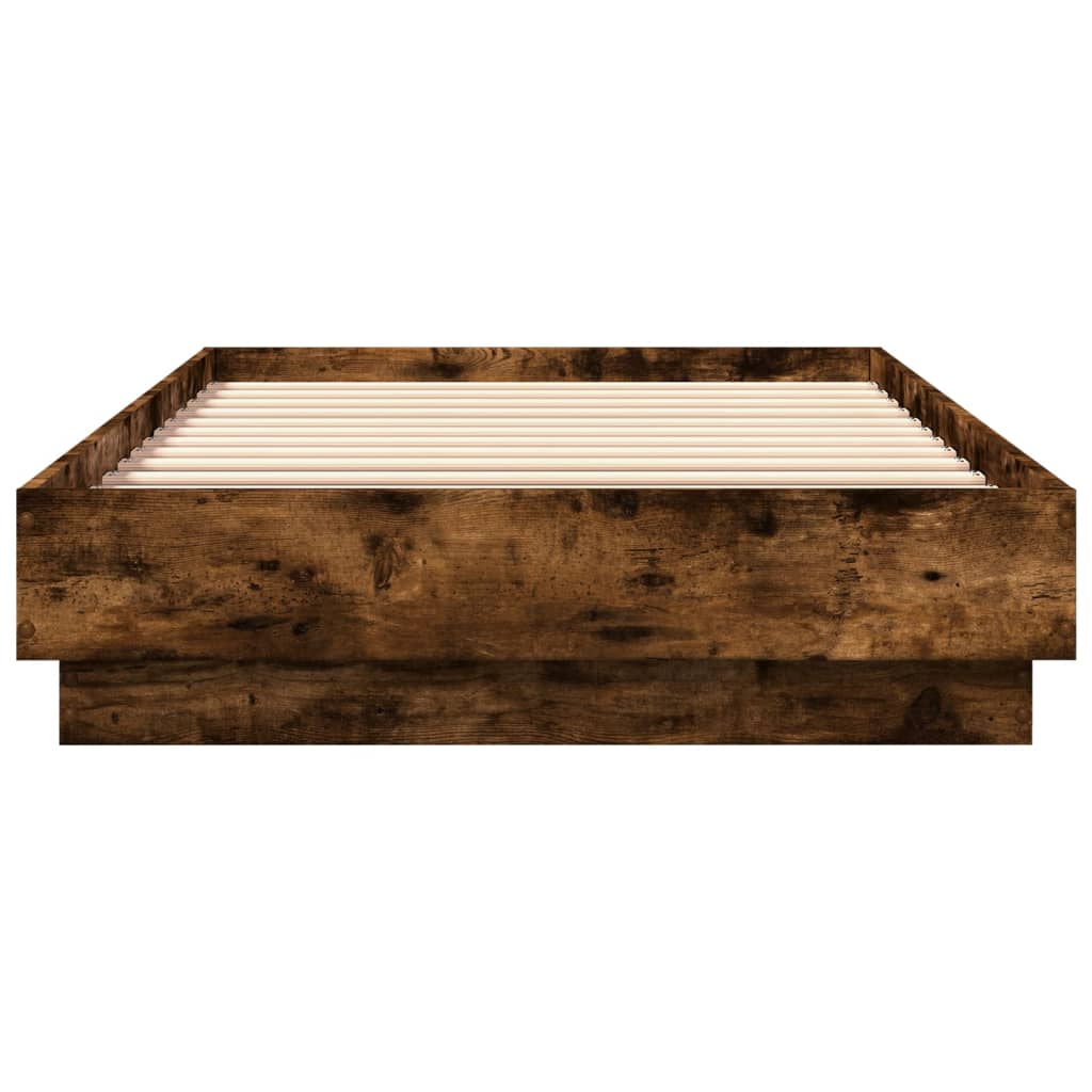 Bed frame with LED smoked oak 90x200 cm