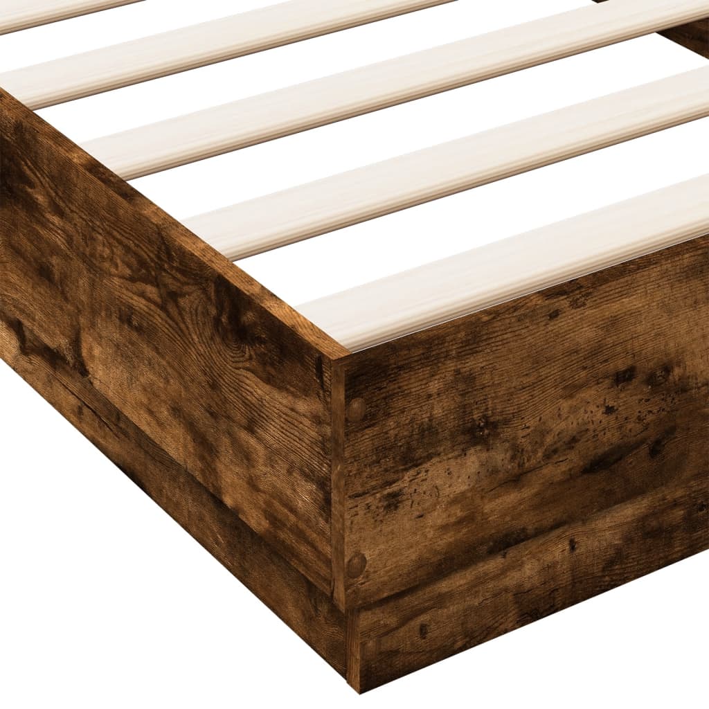 Bed frame with LED smoked oak 90x200 cm