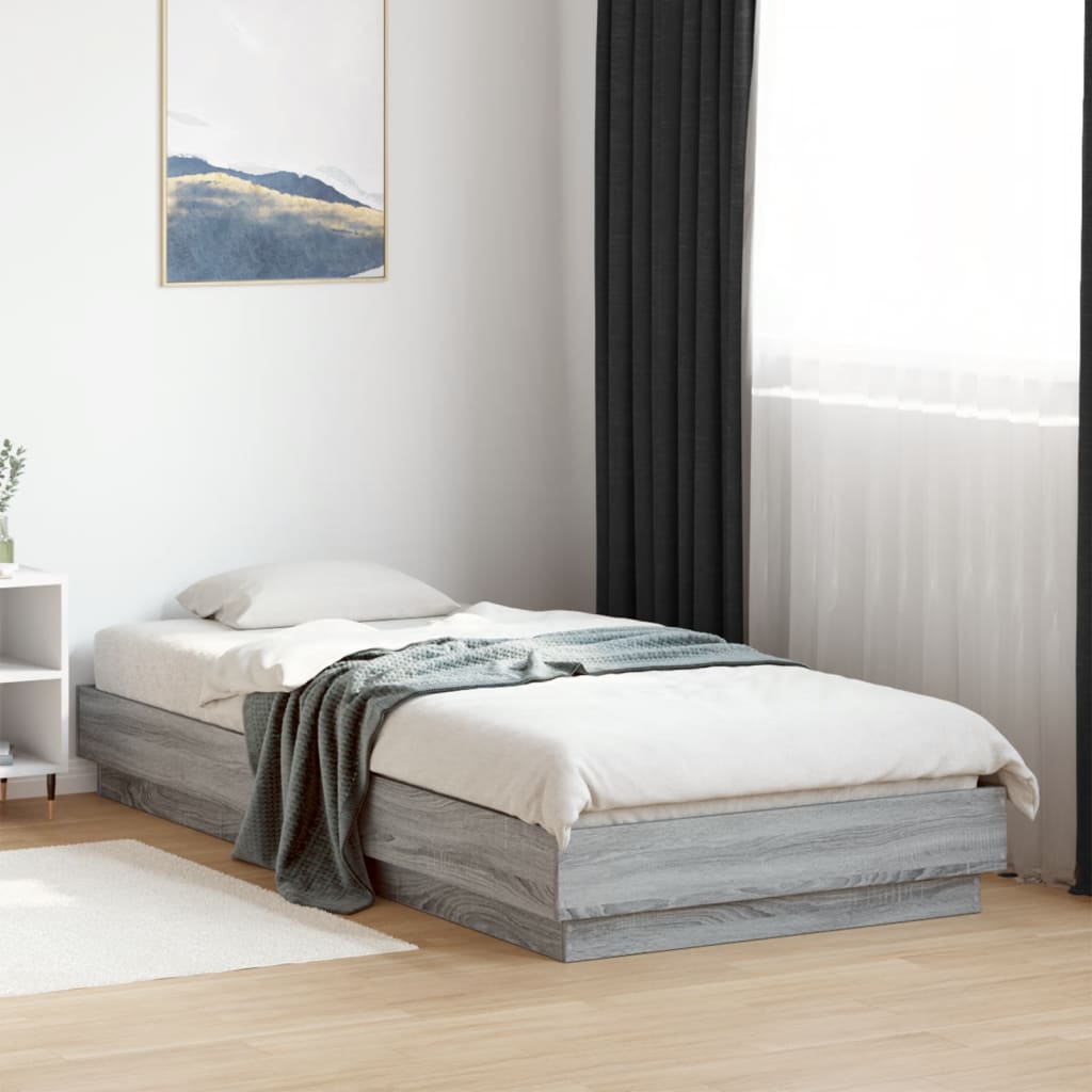 Bed frame with LED Grey Sonoma Oak 90x200 cm