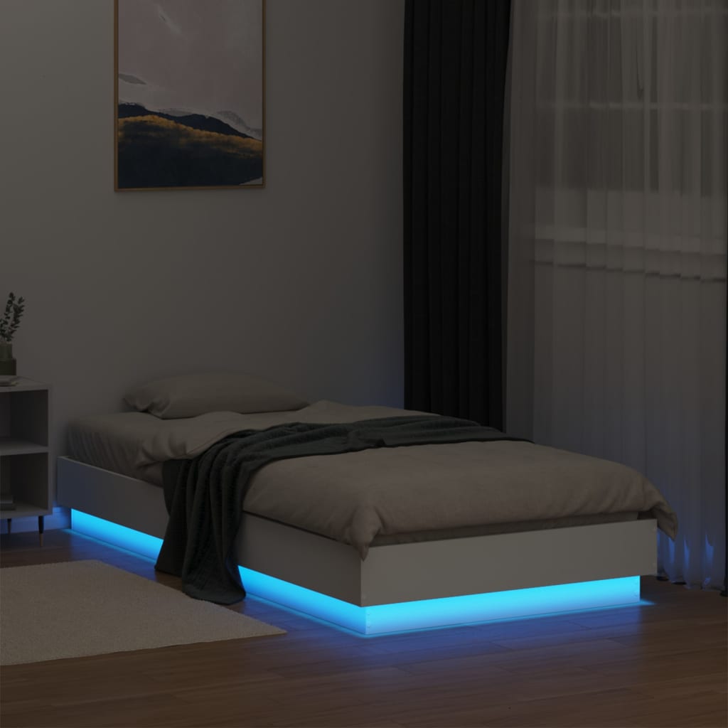 Bed frame with LED White 90x190 cm