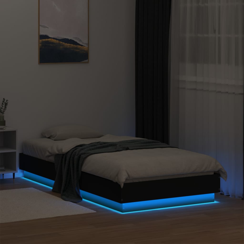 Bed frame with LED Black 90x190 cm