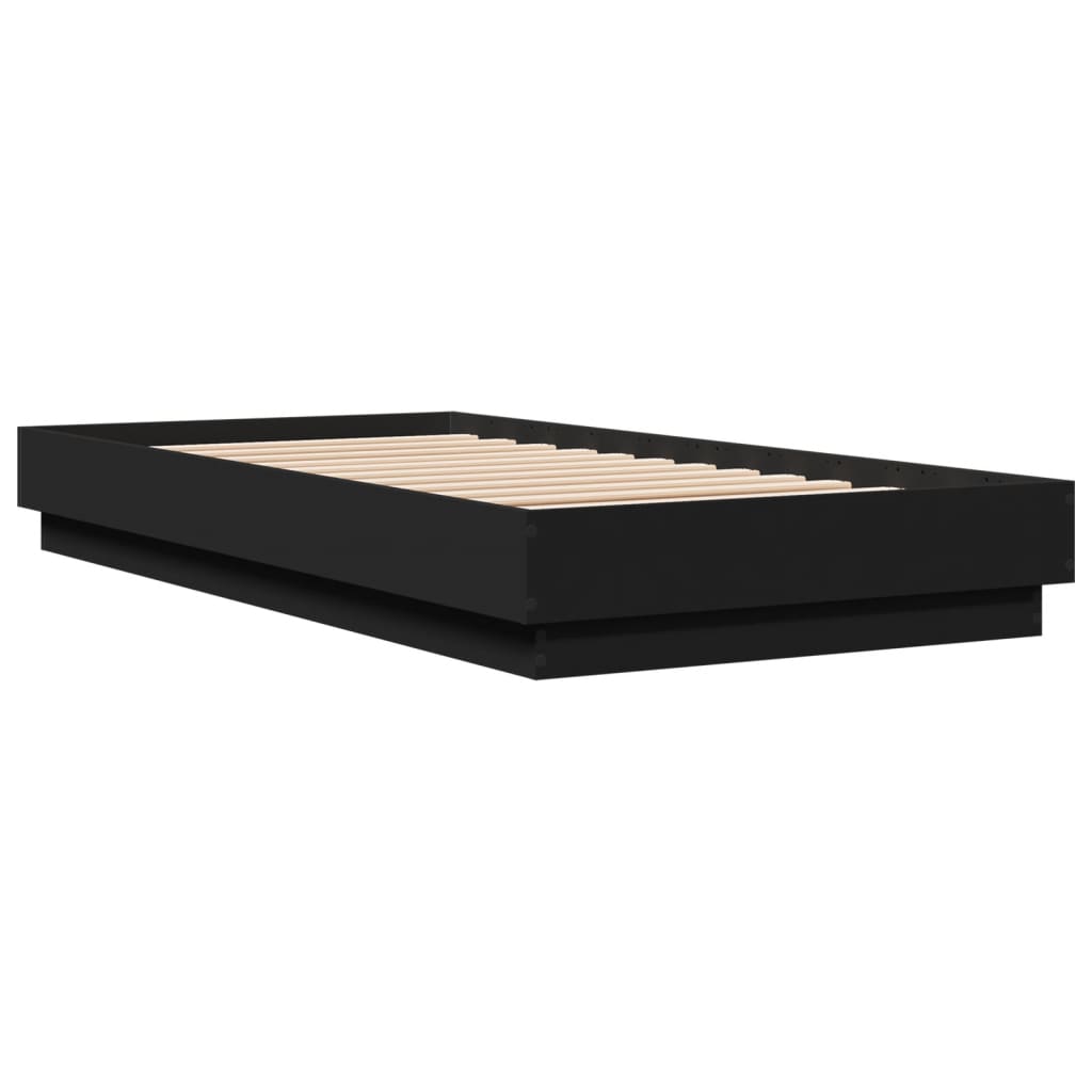 Bed frame with LED Black 90x190 cm