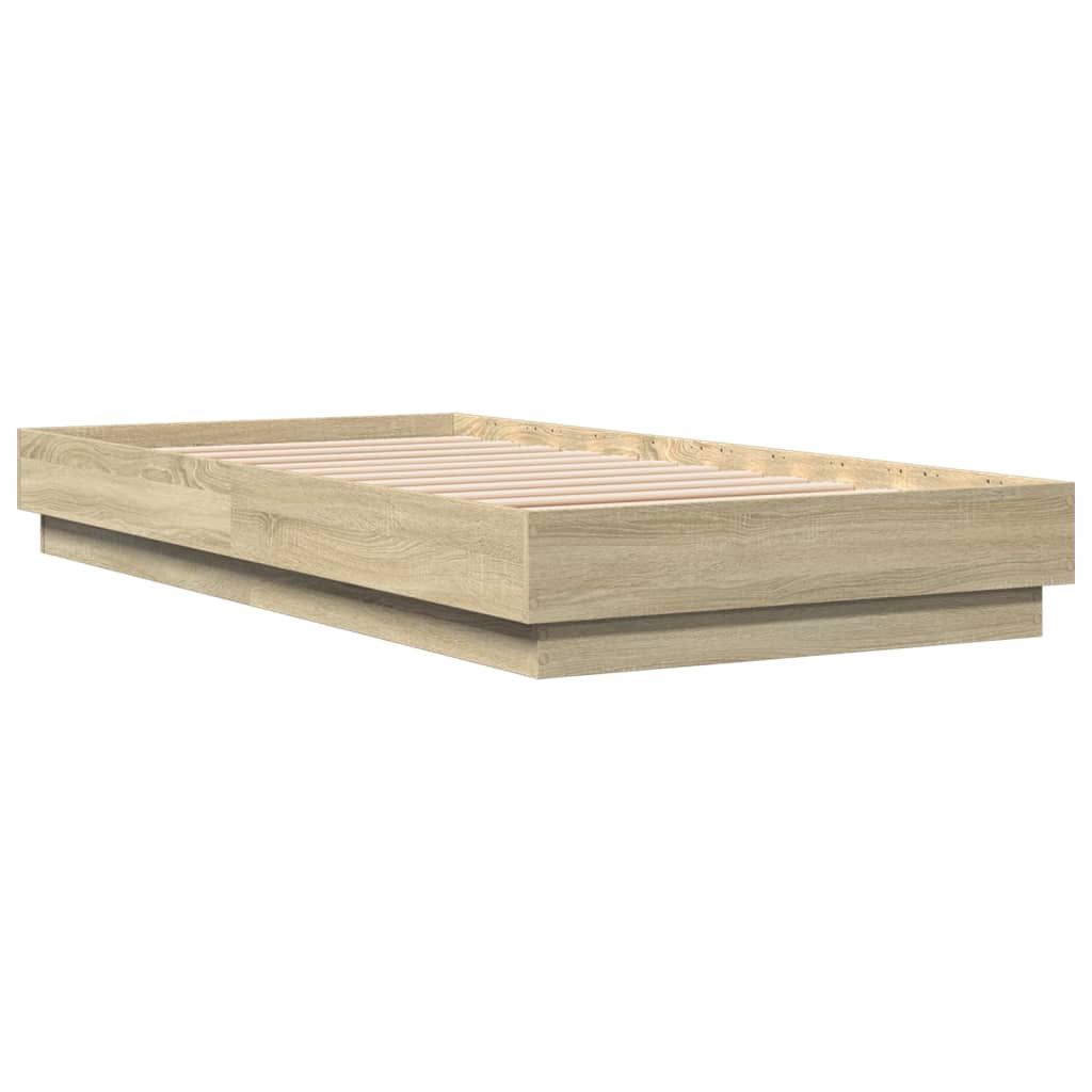 Bed frame with LED Sonoma oak 90x190 cm