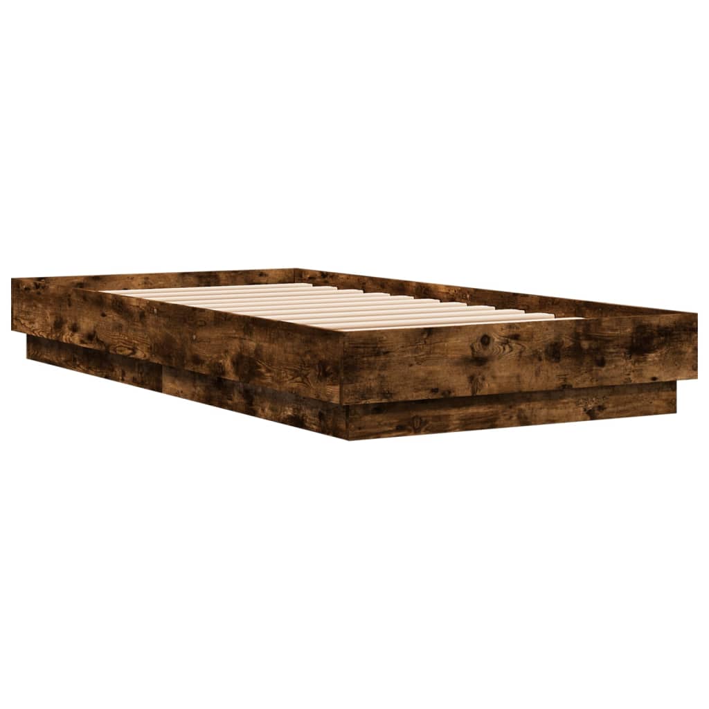 Bed frame with LED smoked oak 90x190 cm