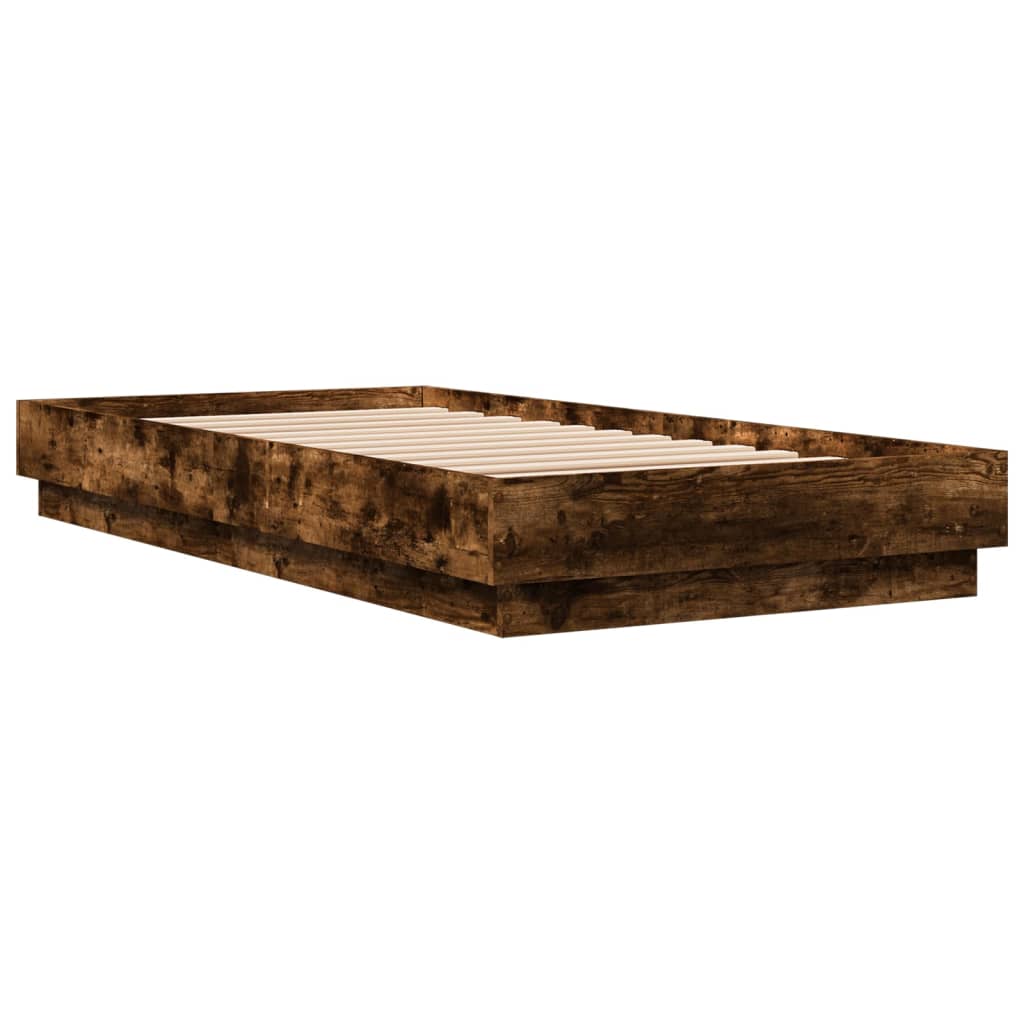 Bed frame with LED smoked oak 90x190 cm