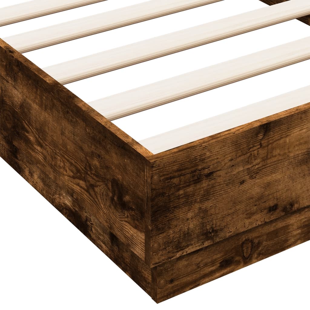 Bed frame with LED smoked oak 90x190 cm