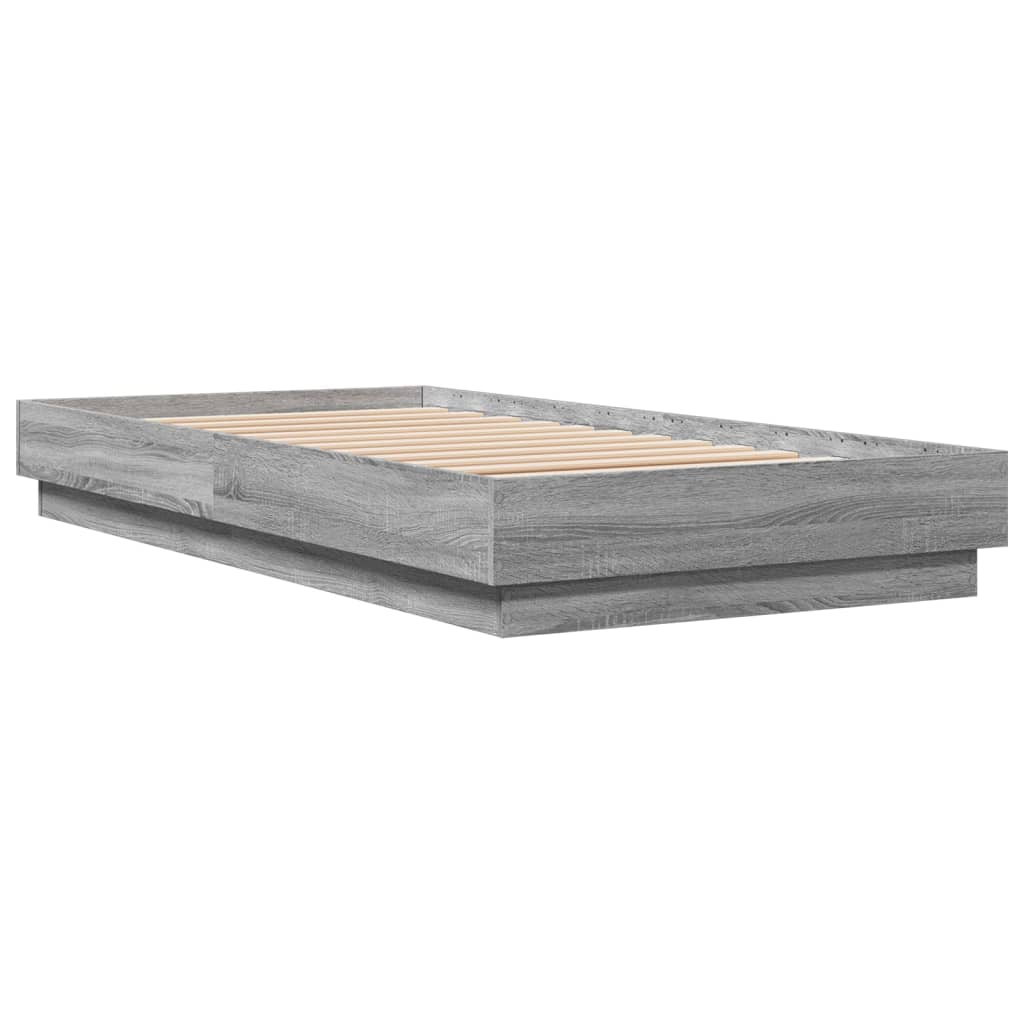 Bed frame with LED Grey Sonoma Oak 90x190 cm