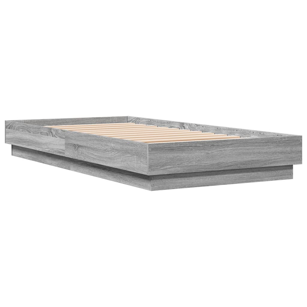 Bed frame with LED Grey Sonoma Oak 90x190 cm