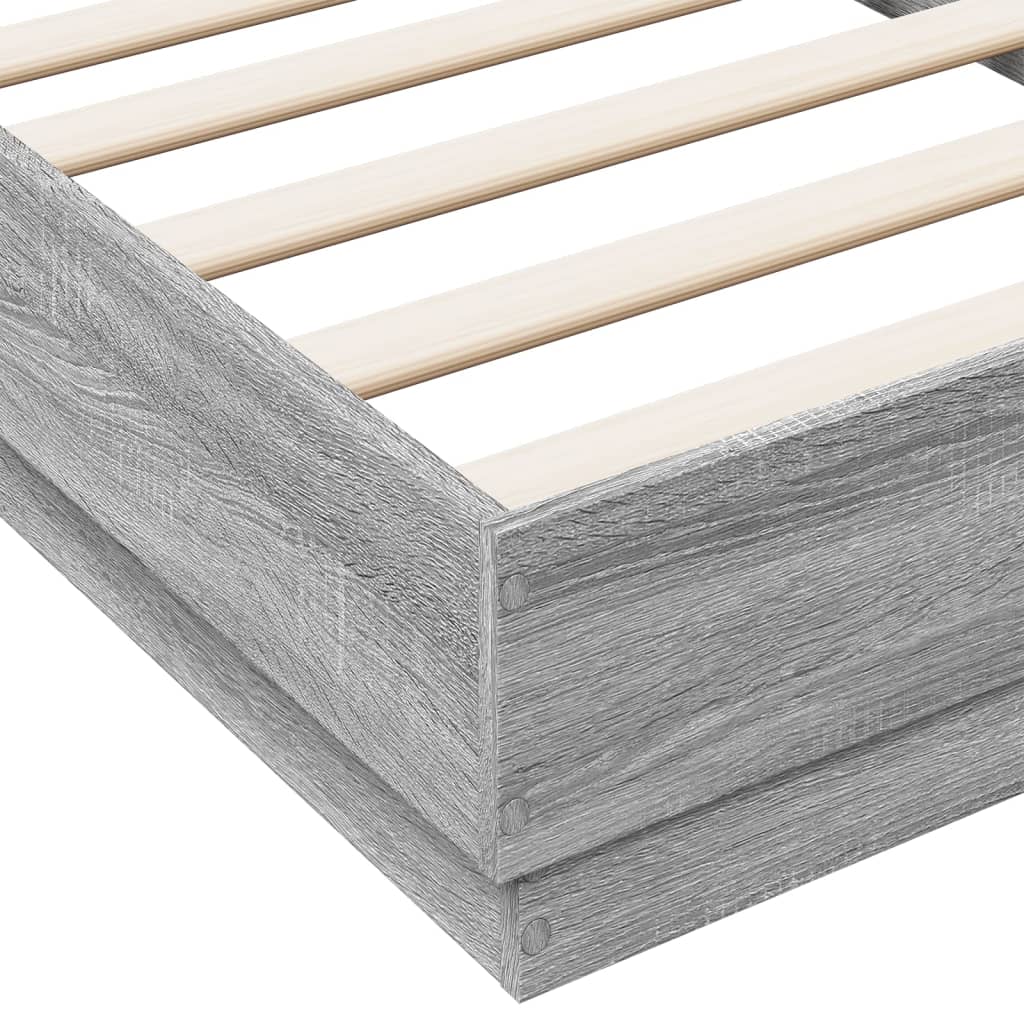 Bed frame with LED Grey Sonoma Oak 90x190 cm