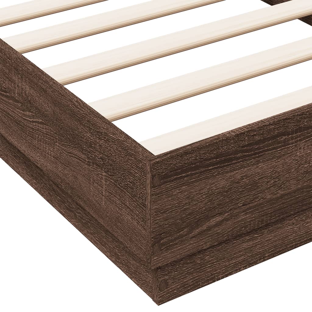 Bed frame with LED brown oak look 90x190 cm