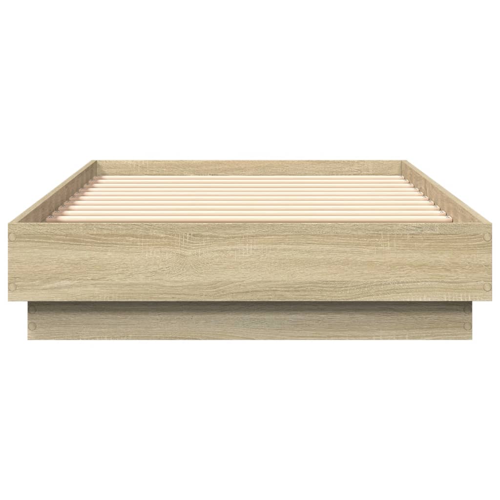 Bed frame with LED Sonoma oak 75x190 cm