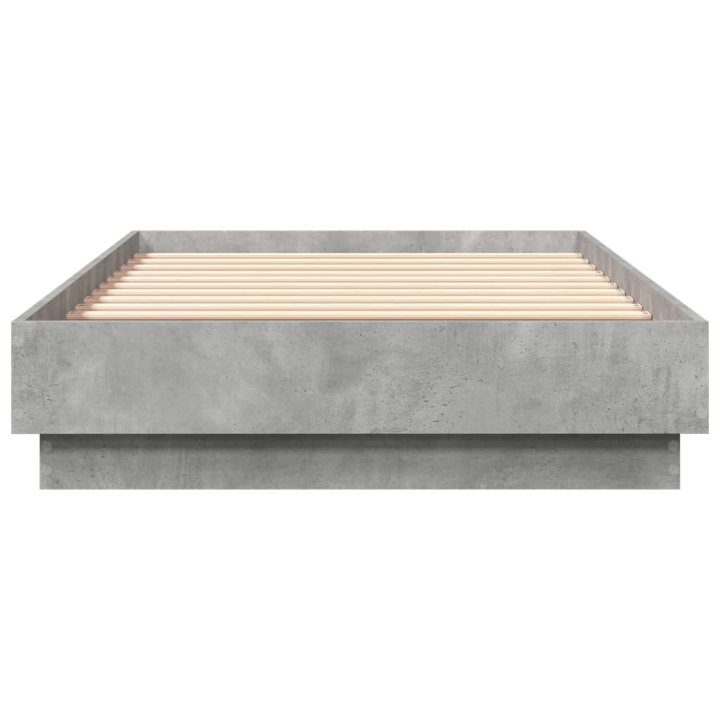 Bed frame with LED concrete grey 75x190 cm