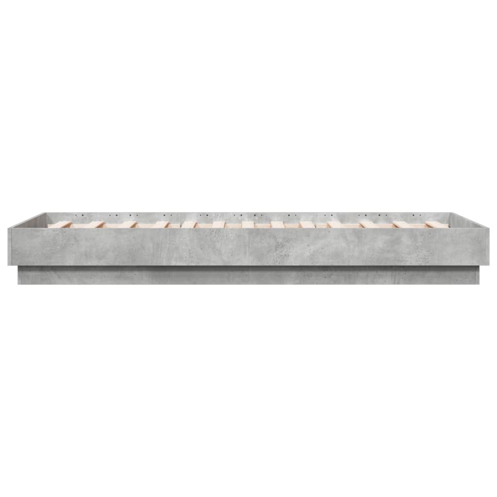 Bed frame with LED concrete grey 75x190 cm