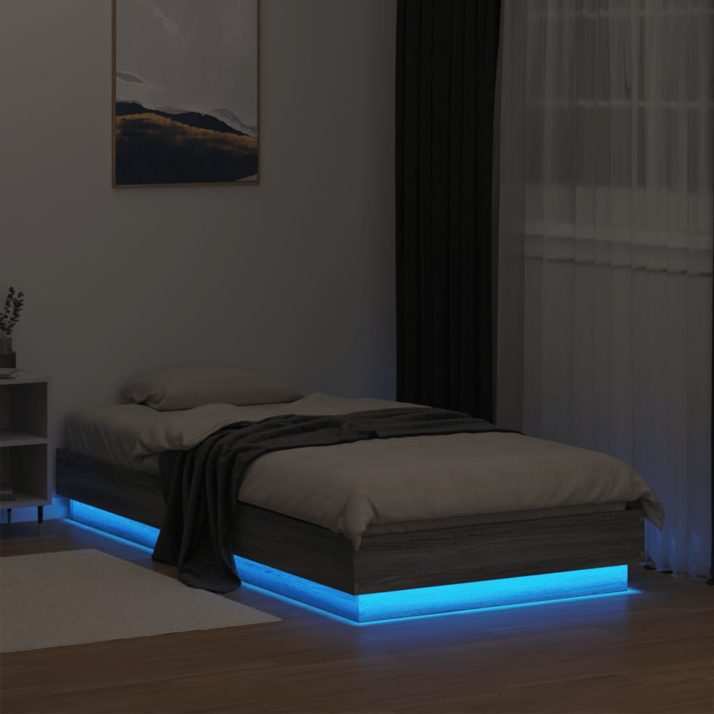 Bed frame with LED Grey Sonoma Oak 75x190 cm