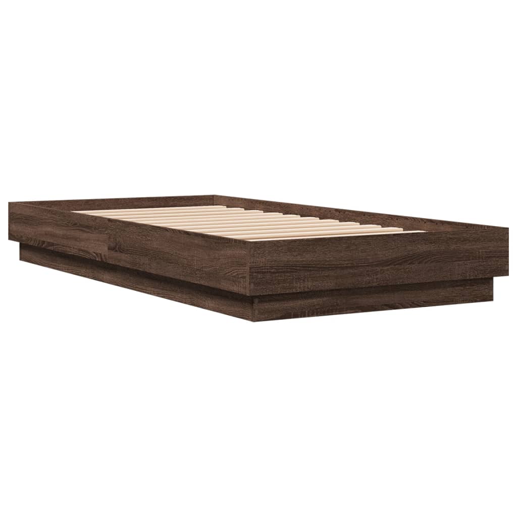 Bed frame with LED Brown Oak 75x190 cm