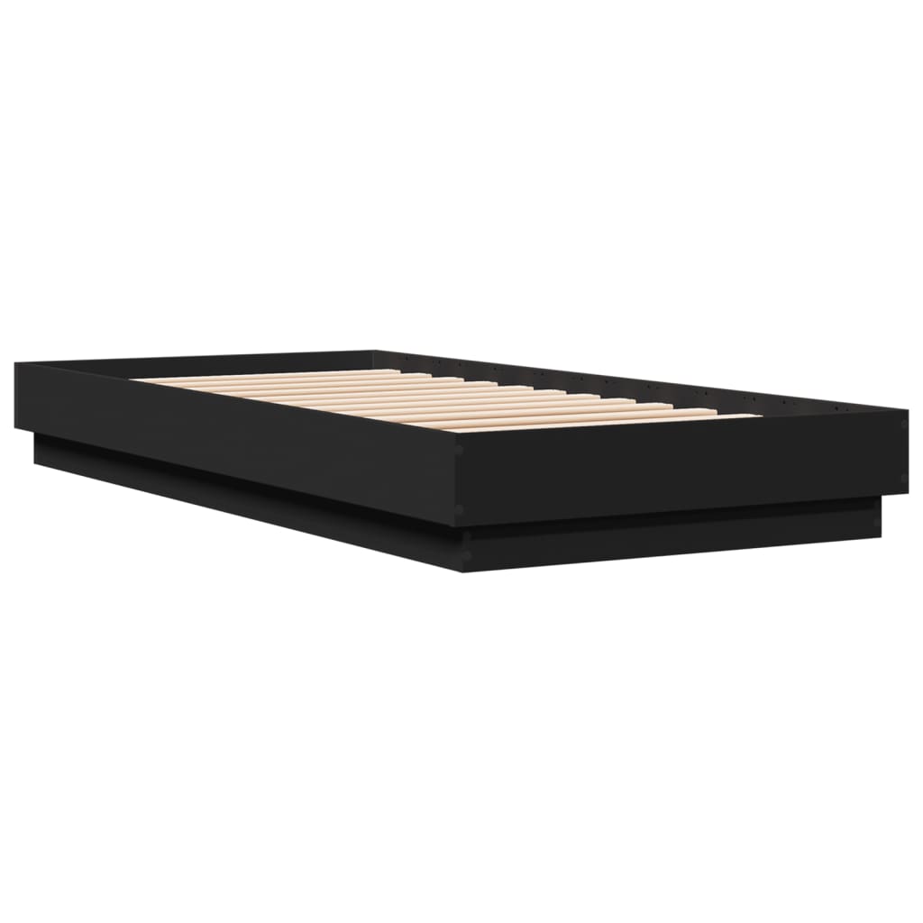 Bed frame black 100x200 cm wood material