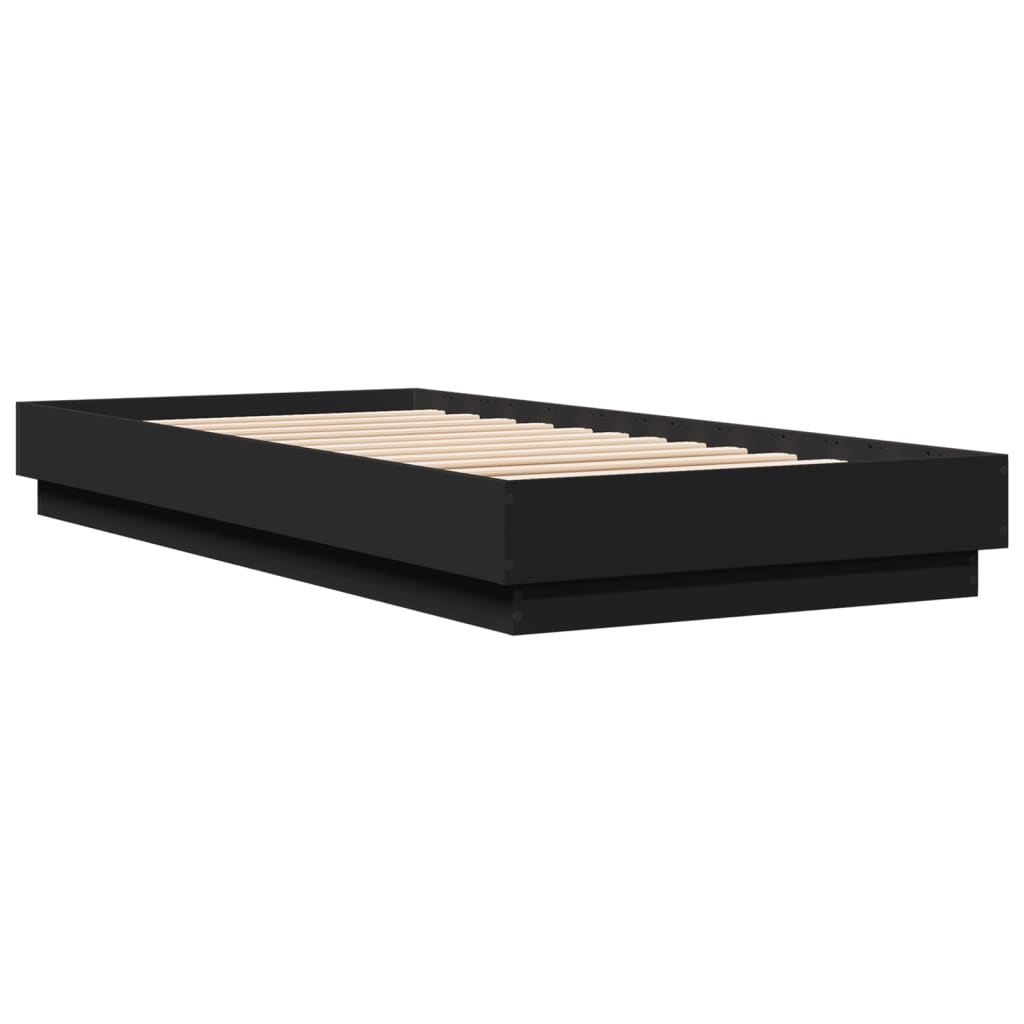 Bed frame black 100x200 cm wood material