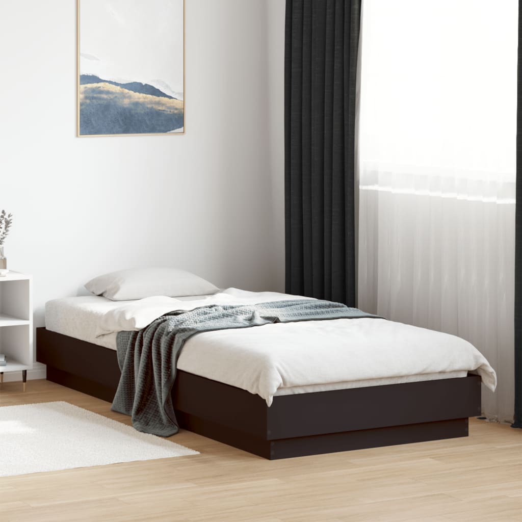 Bed frame black 100x200 cm wood material