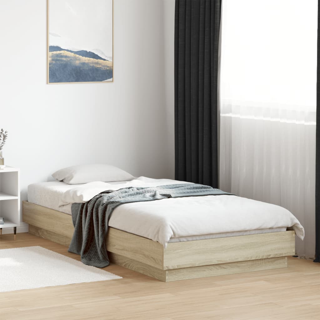 Bed frame without mattress Sonoma oak 100x200 cm wood material