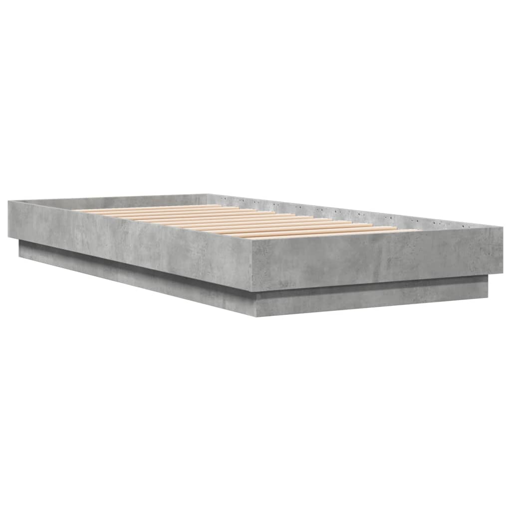 Bed frame concrete grey 100x200 cm wood material