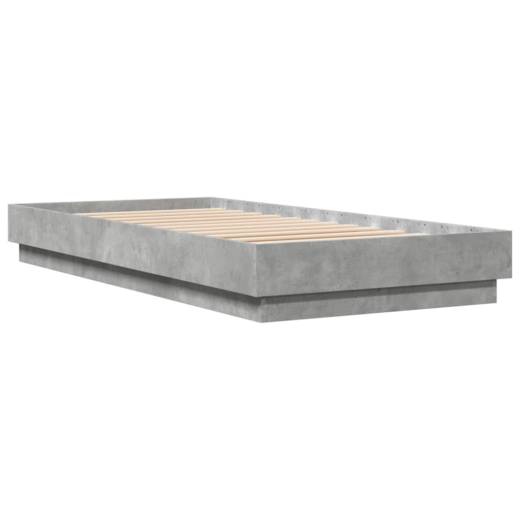 Bed frame concrete grey 100x200 cm wood material