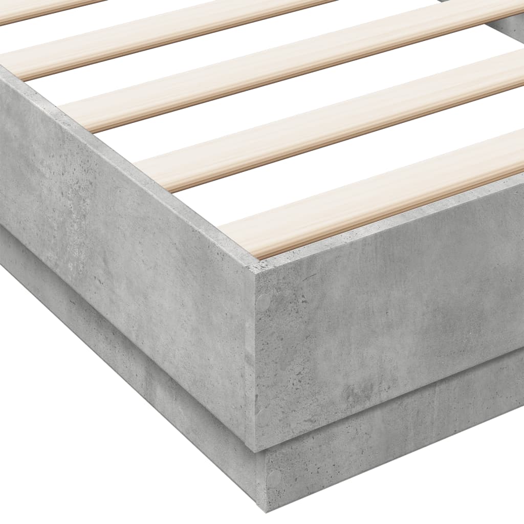 Bed frame concrete grey 100x200 cm wood material