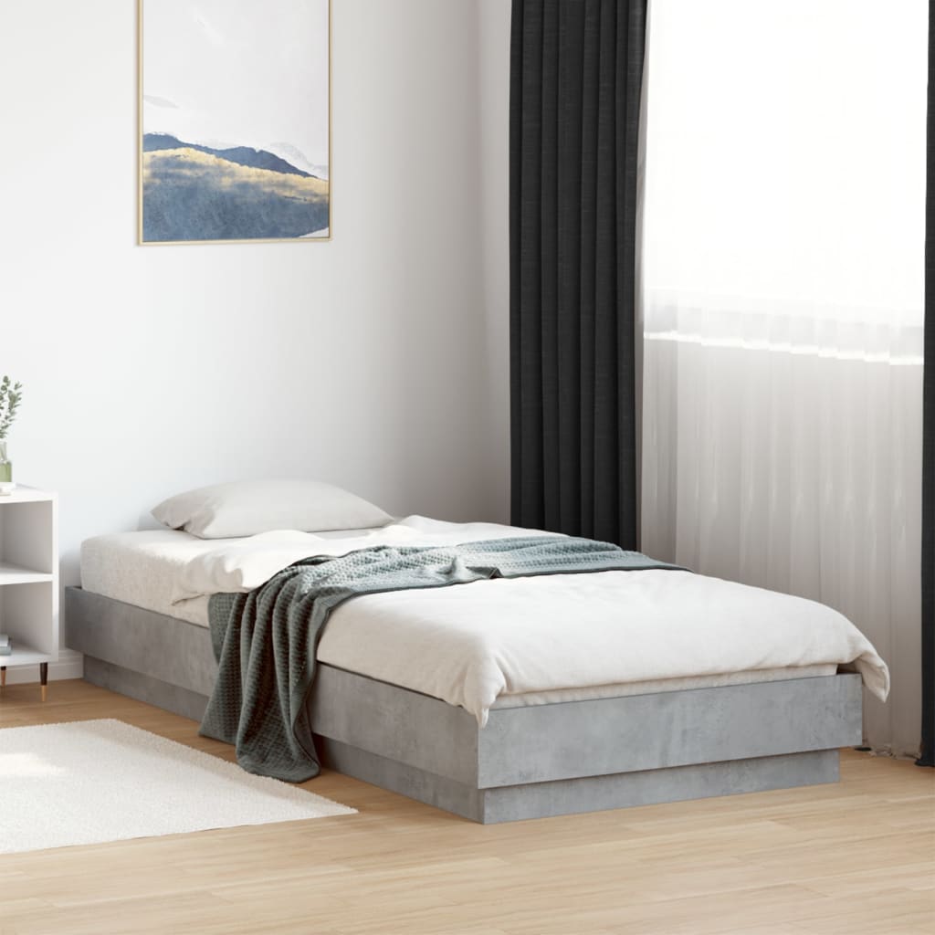 Bed frame concrete grey 100x200 cm wood material