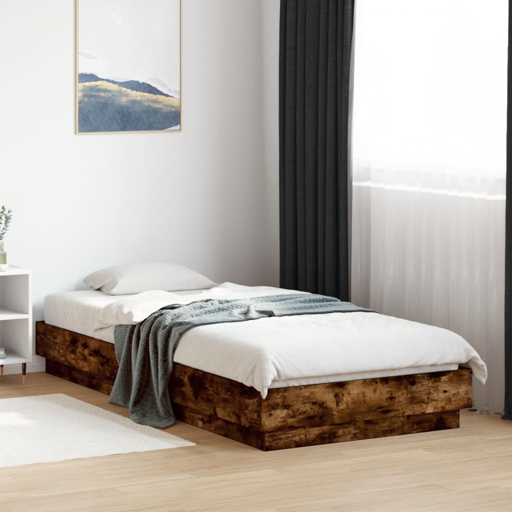 Bed frame without mattress smoked oak 100x200 cm wood material