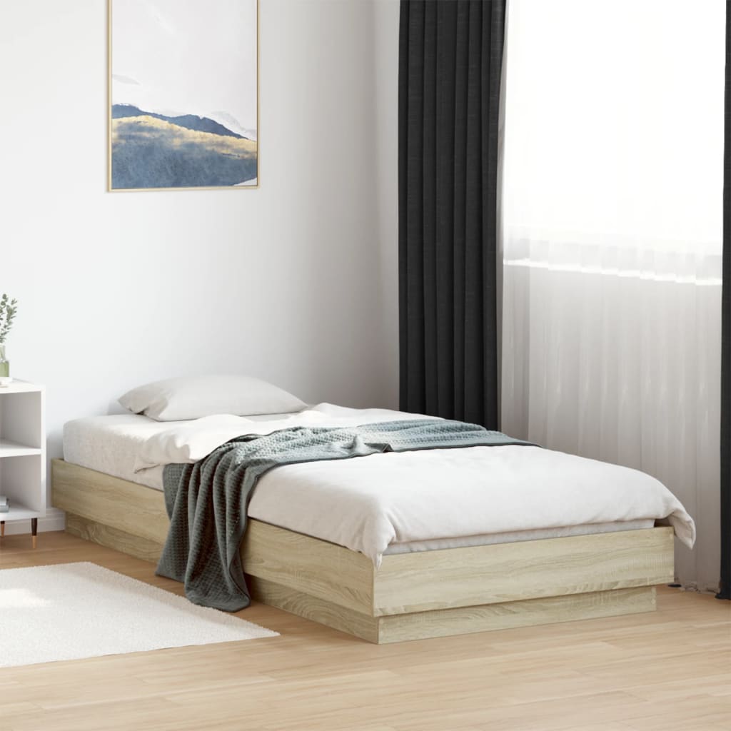 Bed frame without mattress Sonoma oak 90x200 cm wood material