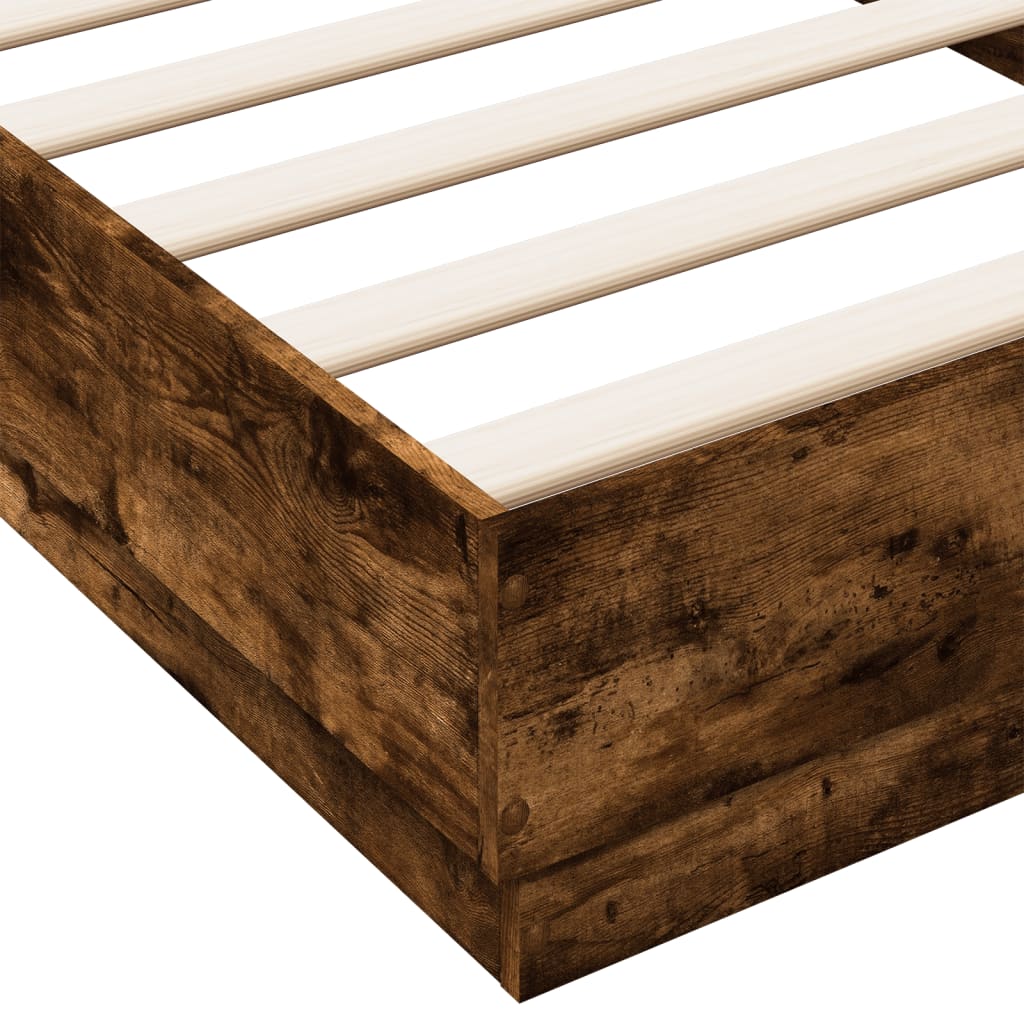 Bed frame without mattress smoked oak 90x200 cm wood material