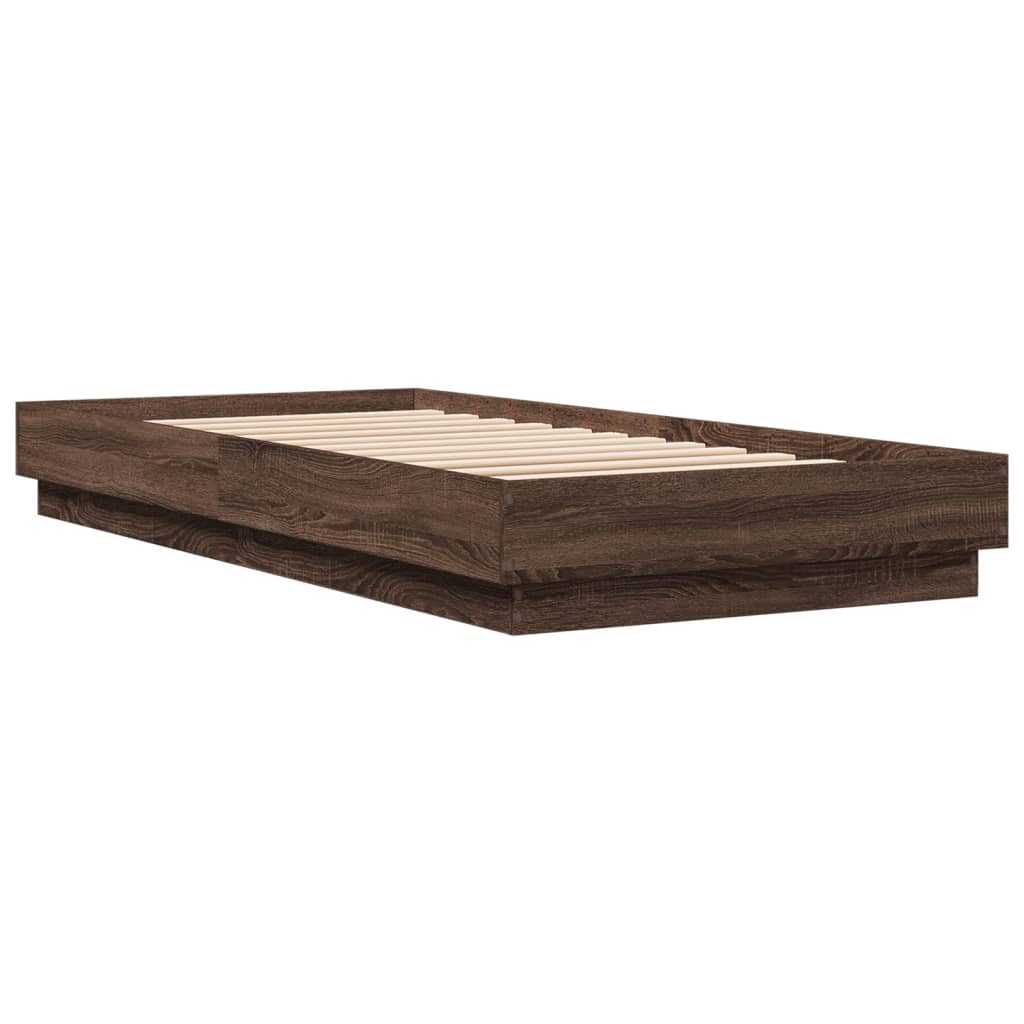 Bed frame without mattress brown oak 90x200 cm wood material