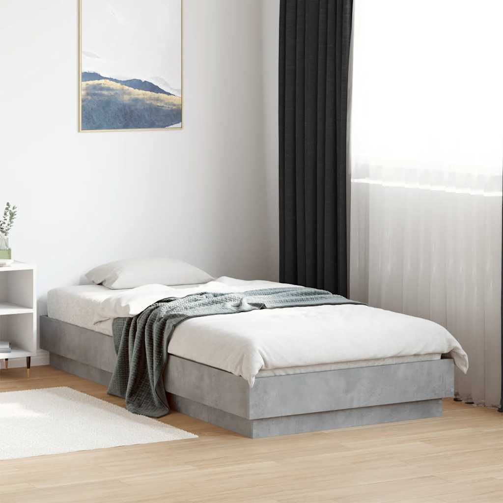 Bed frame concrete grey 90x190 cm wood material