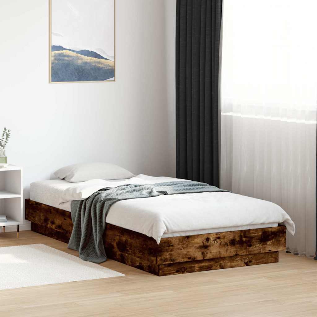 Bed frame without mattress smoked oak 90x190 cm wood material