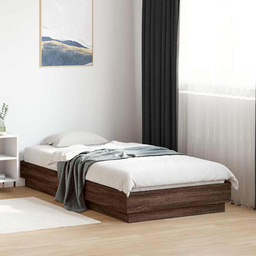 Bed frame without mattress brown oak 90x190 cm wood material