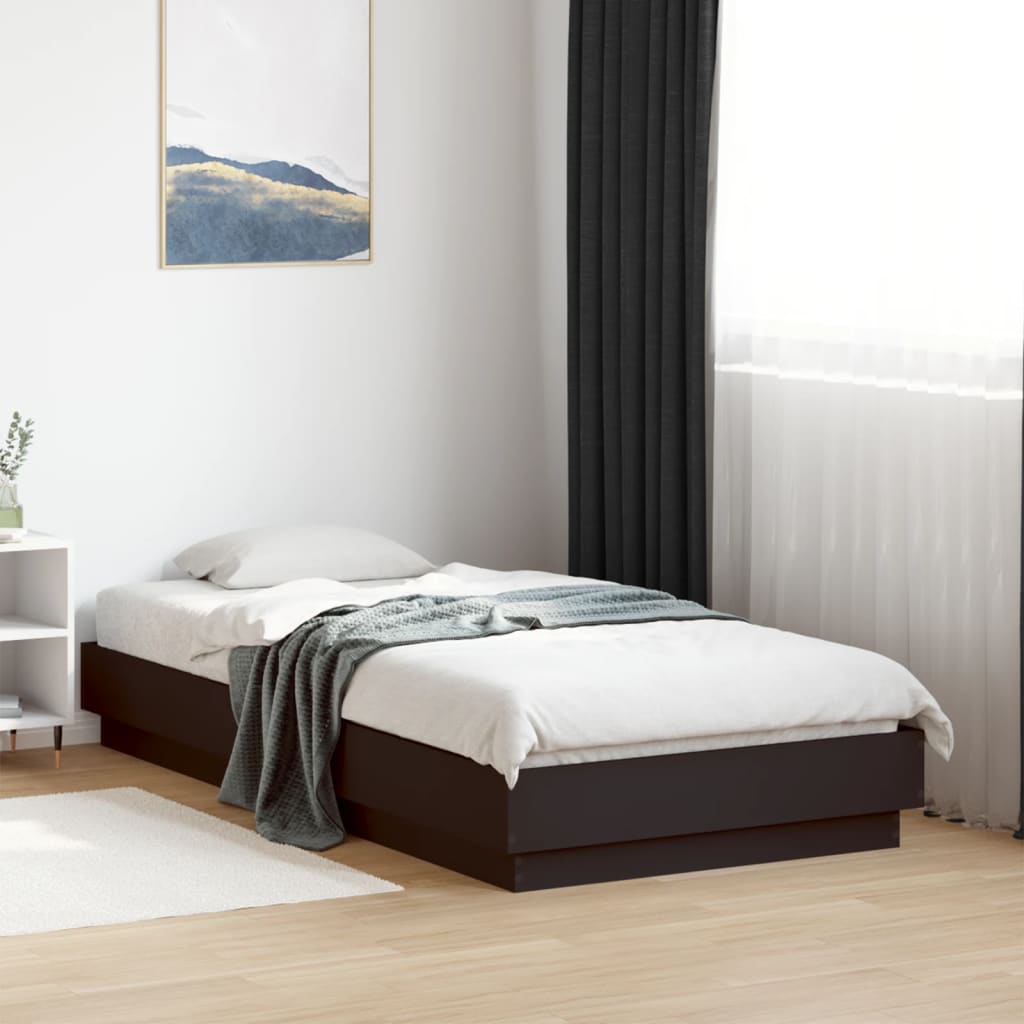 Bed frame black 75x190 cm wood material