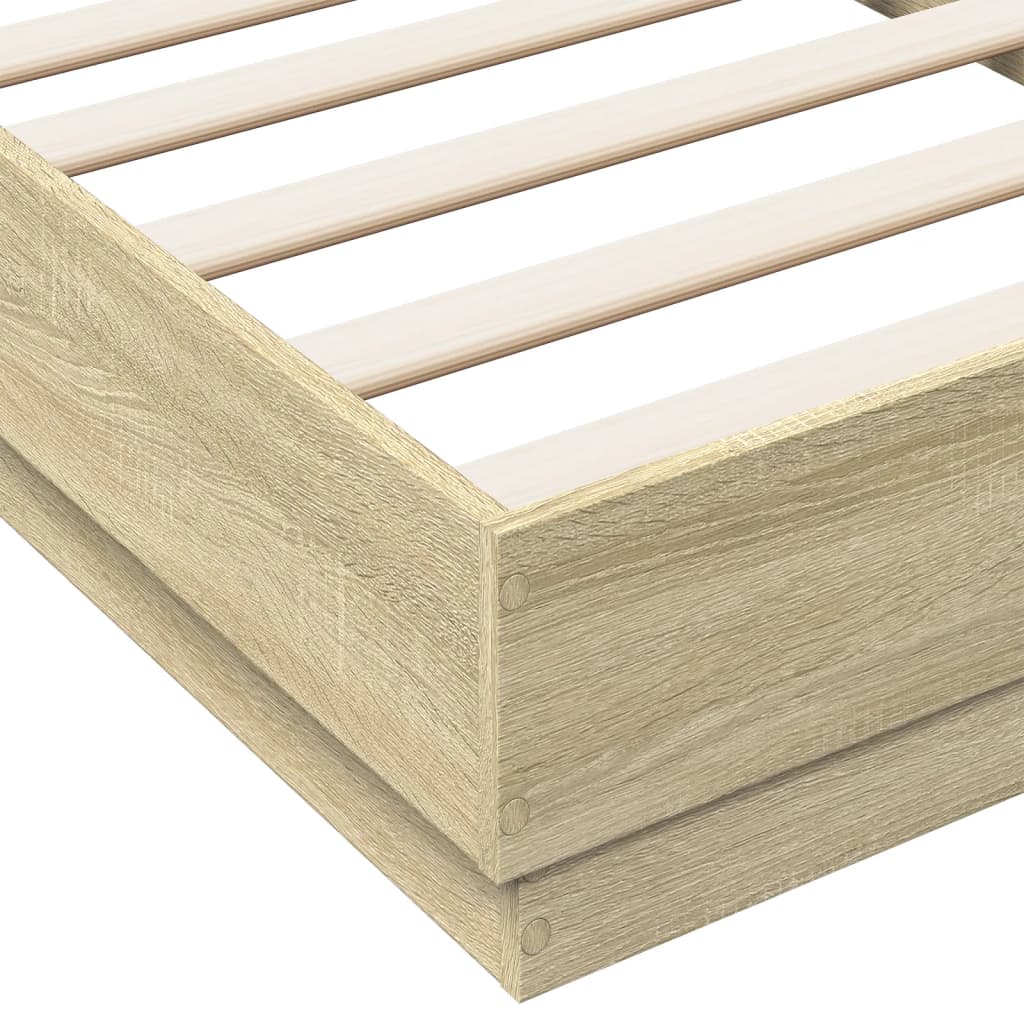 Bed frame without mattress Sonoma oak 75x190 cm wood material