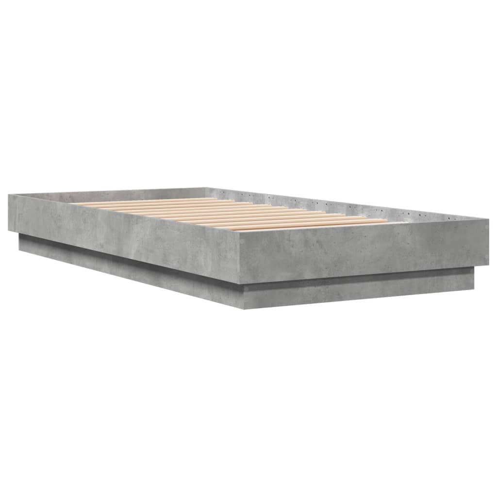 Bed frame concrete grey 75x190 cm wood material