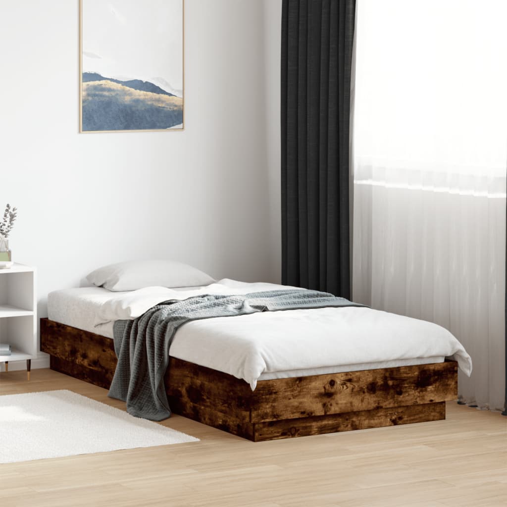 Bed frame without mattress smoked oak 75x190 cm wood material