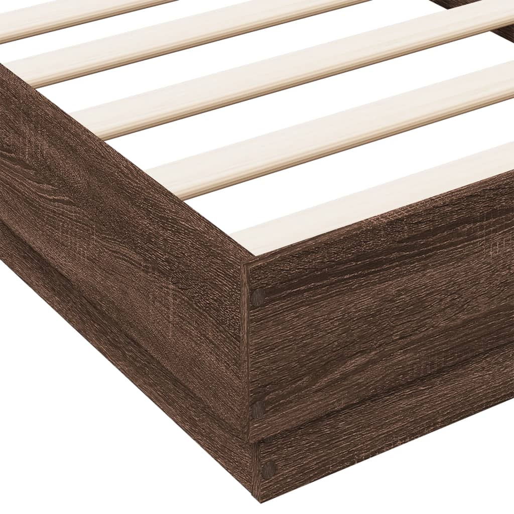 Bed frame without mattress brown oak 75x190 cm wood material