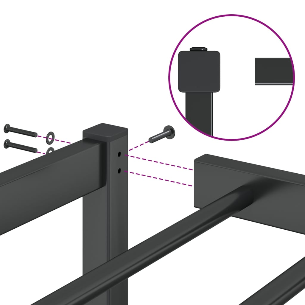 Bed frame metal black 90x200 cm