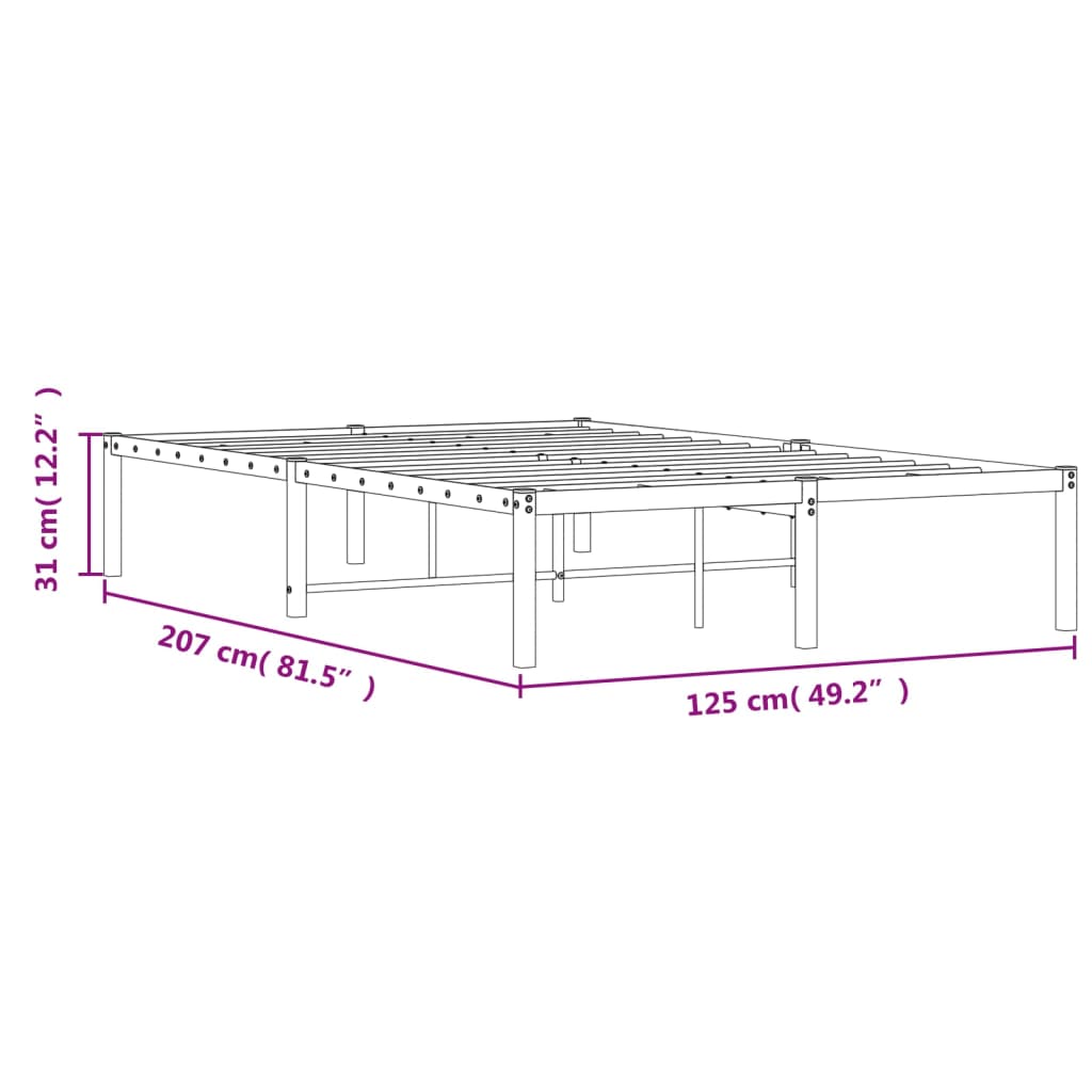 Bed frame metal black 120x200 cm