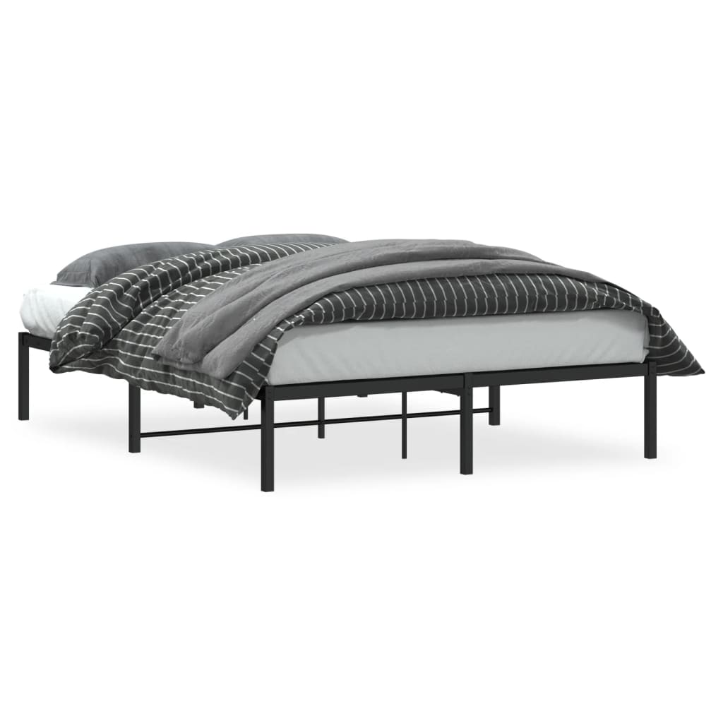 Bed frame metal black 140x190 cm