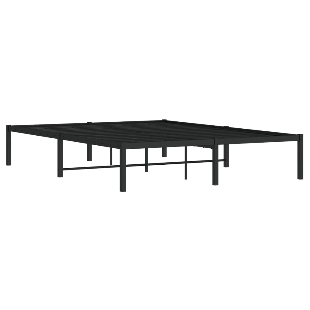 Bed frame metal black 140x190 cm