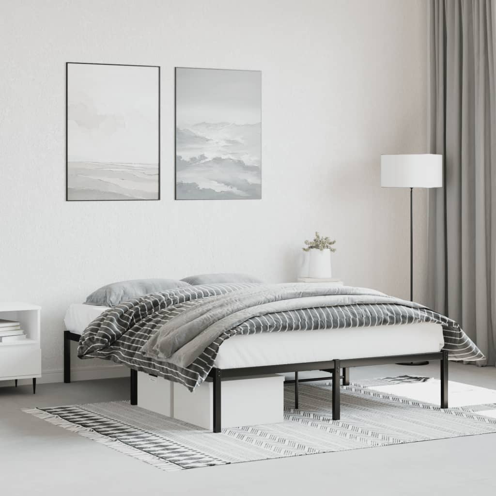 Bed frame metal black 140x190 cm