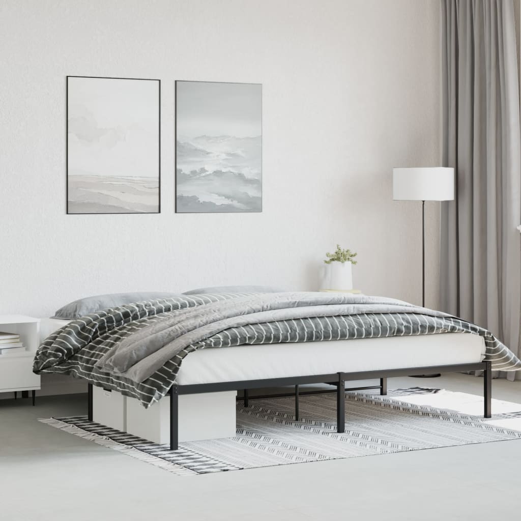 Bed frame metal black 193x203 cm