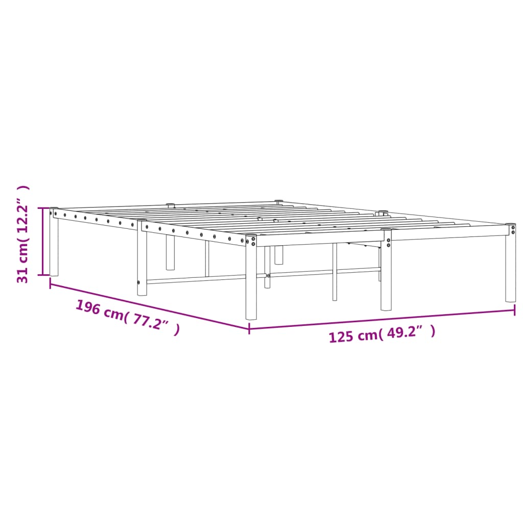 Bed frame metal white 120x190 cm