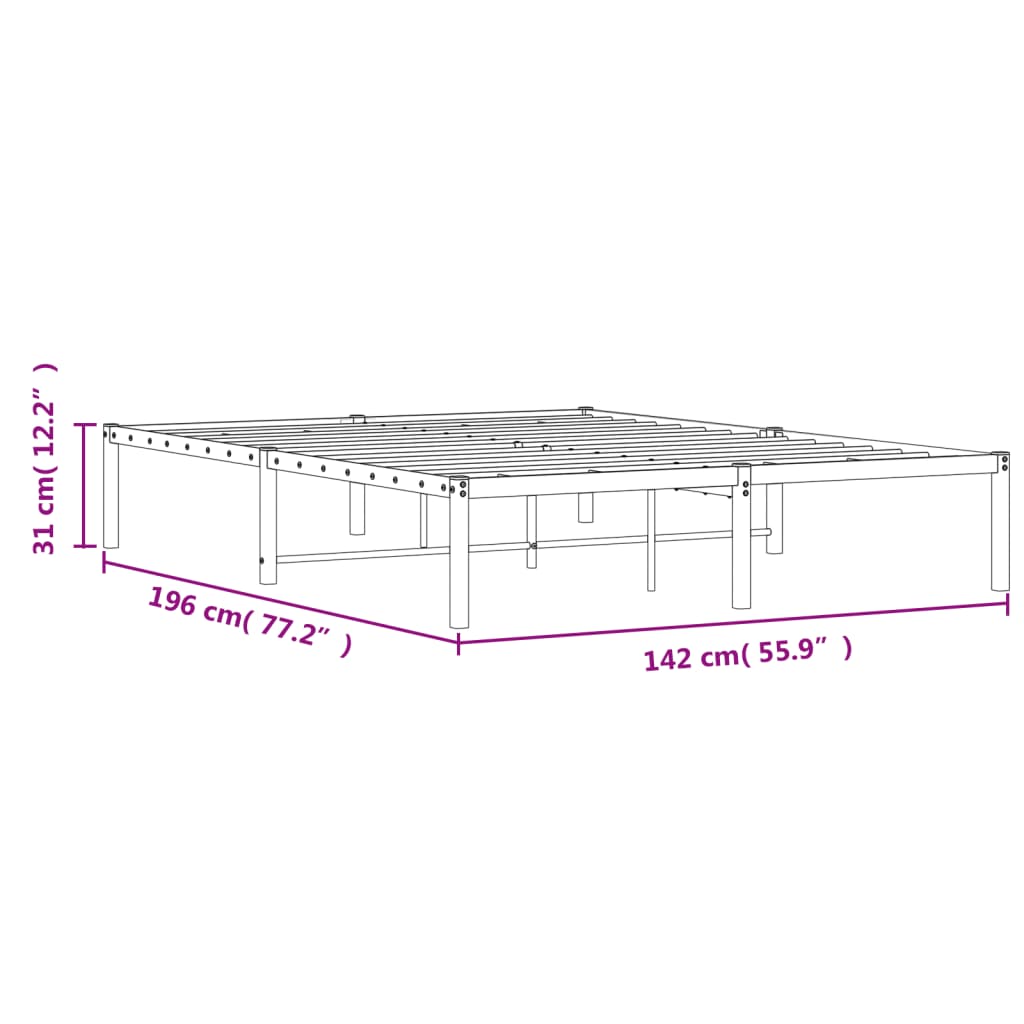 Bed frame metal white 135x190 cm