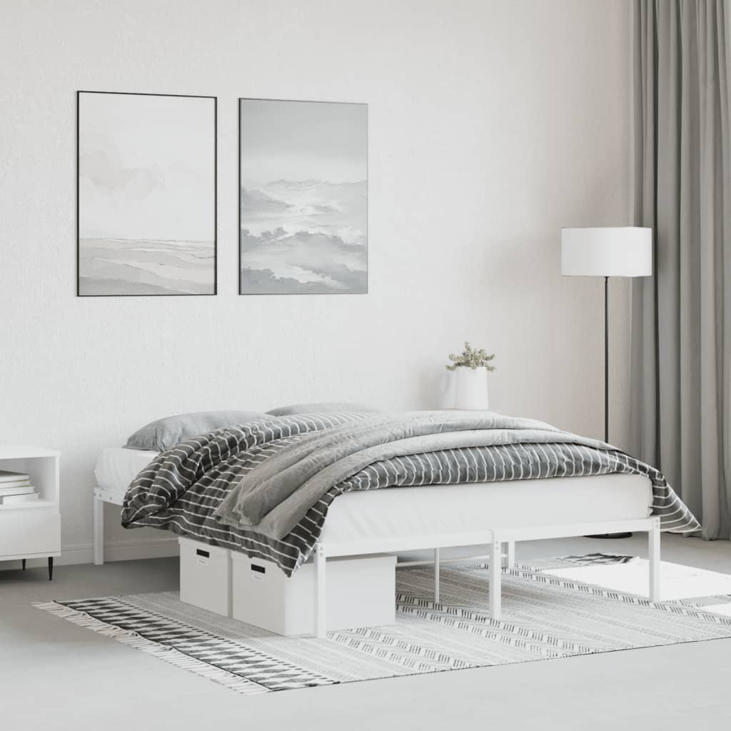 Bed frame metal white 135x190 cm