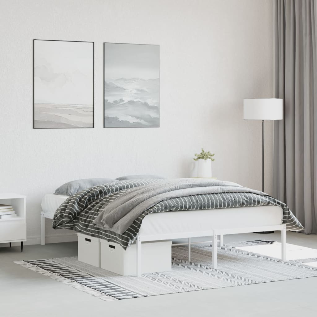 Bed frame metal white 140x190 cm